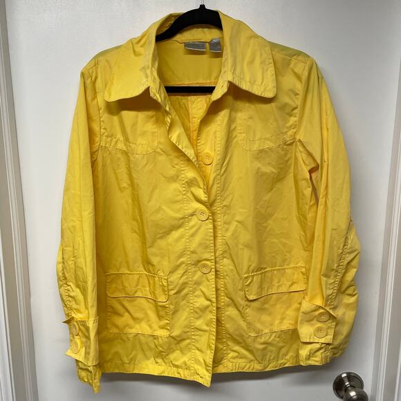 Chicos Sunny Bright Yellow Lightweight Button Up Jacket Womens Size Medium/8/1 - Picture 1 of 7